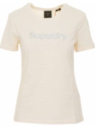 t-shirt superdry cl patina w1010218a κρεμ