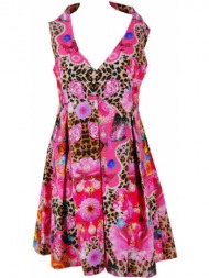 φορεμα made by jk leopard αμανικο ροζ