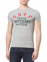 t-shirt superdry track - field graphic m1011197a γκρι μελανζε