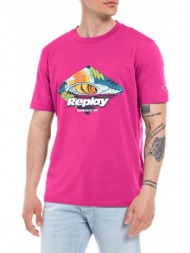 t-shirt replay with print wave m6496 .000.23062 370 ροζ