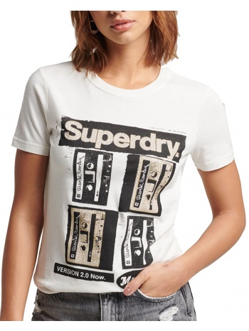 t-shirt superdry ovin vintage lo-fi poster w1011090a εκρου σε προσφορά