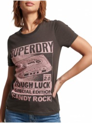 t-shirt superdry ovin vintage lo-fi poster w1011090a μαυρο