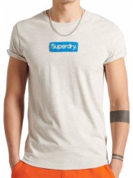 t-shirt superdry core logo workwear m1011192a ανοιχτο γκρι μελανζε