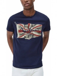 t-shirt pepe jeans flag logo pm505671 σκουρο μπλε