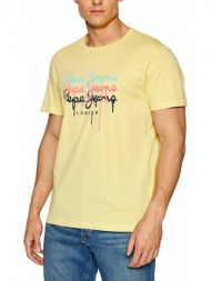 t-shirt pepe jeans moe 2 painting effect logo pm507778 κιτρινο