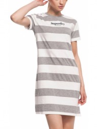φορεμα superdry darcy striped t-shirt mini w8010018a γκρι μελανζε