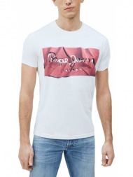 t-shirt pepe jeans raury pm506480-346 λευκο/σκουρο ροζ