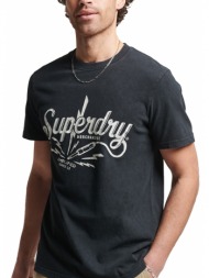 t-shirt superdry ovin vintage merch store m1011533a overdyed μαυρο