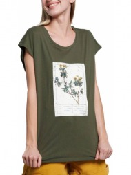 t-shirt funky buddha floral τυπωμα fbl003-187-04 χακι