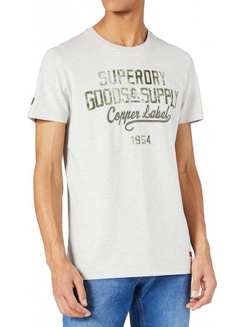 t-shirt superdry workwear graphic m1011196a μπεζ μελανζε σε προσφορά