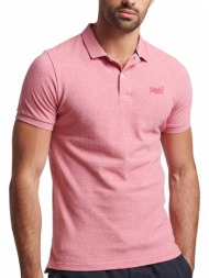 t-shirt polo superdry ovin classic pique m1110343a ροζ μελανζε