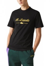 t-shirt lacoste signature embroidery th7447 031 μαυρο