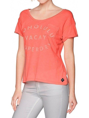 t-shirt superdry graphic pocket fluo κοραλι σε προσφορά