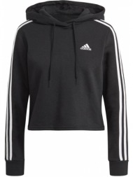 φουτερ adidas performance 3-stripes cropped hoodie μαυρο