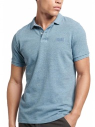 t-shirt polo superdry ovin classic pique m1110343a γαλαζιο