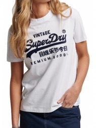t-shirt superdry ovin vl scripted coll w1011142a λευκο
