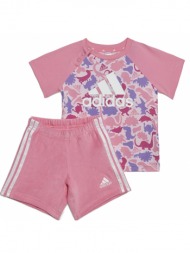σετ μπλουζα/σορτς adidas performance dino camo allover print cotton set ροζ