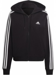 ζακετα adidas performance essentials 3-stripes french terry bomber full-zip hoodie μαυρη