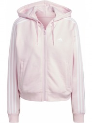 ζακετα adidas performance essentials 3-stripes french terry bomber full-zip hoodie ροζ