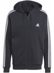 ζακετα adidas performance essentials fleece 3-stripes full-zip hoodie μαυρη