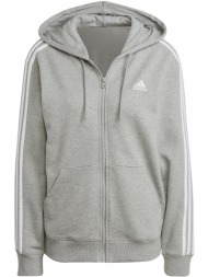 ζακετα adidas performance essentials 3-stripes french terry regular full-zip hoodie γκρι