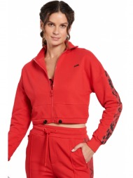 zaketa bodytalk material girl turtle neck cropped zip sweater κοκκινη