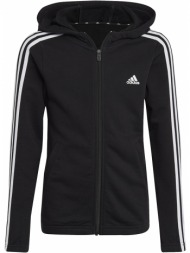 ζακετα adidas performance essentials 3-stripes full-zip hoodie μαυρη