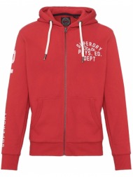 hoodie με φερμουαρ superdry ovin athletic coll graphic m2013150a κοκκινο