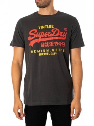 t-shirt superdry ovin classic vl heritage m1011747a washed μαυρο