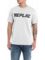 t-shirt replay with print m6658 .000.2660 001 λευκο