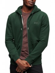 hoodie με φερμουαρ superdry ovin essential logo m2013116a πρασινο