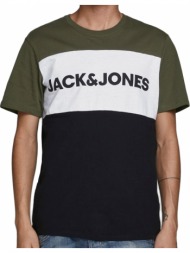 t-shirt jack - jones jjelogo blocking 12173968 χακι/μαυρο