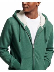 hoodie με φερμουαρ superdry ovin essential borg lined m2012346a πρασινο μελανζε