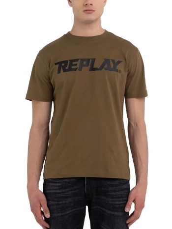 t-shirt replay with print m6658 .000.2660 238 σκουρο χακι σε προσφορά