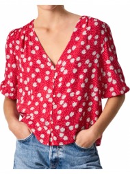 πουκαμισο pepe jeans lorena floral print pl304224 κοκκινο/λευκο