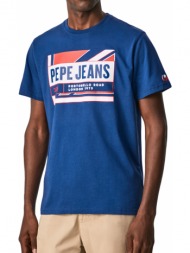 t-shirt pepe jeans adelard flag and logo pm508223 μπλε