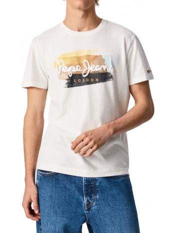 t-shirt pepe jeans aegir pm508227 paint effect εκρου σε προσφορά