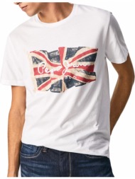 t-shirt pepe jeans flag logo n waving flag pm508273 λευκο