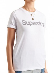 t-shirt superdry vintage logo emb ringer w1010710a λευκο