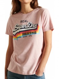 t-shirt superdry vintage logo w1010255a ανοιχτο ροζ μελανζε