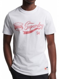 t-shirt superdry ovin vintage script style coll m1011306a λευκο