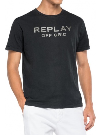 t-shirt replay replay off grid m6066 .000.22658lm 099 μαυρο
