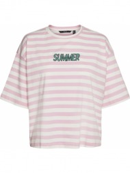 t-shirt vero moda vmulakelly summer 10267249 ριγε ροζ/λευκο