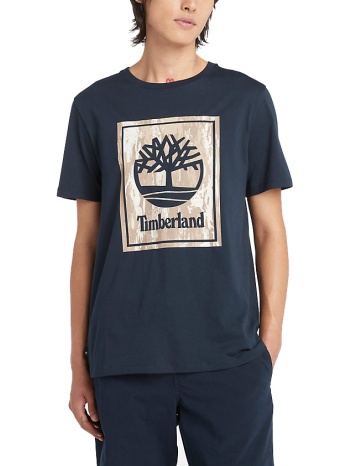 t-shirt timberland stack logo camo tb0a5ubf σκουρο μπλε