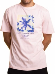t-shirt nautica n1f00738 814 σνοιχτο ροζ