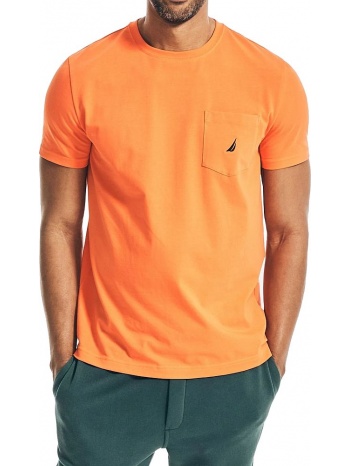 t-shirt nautica pocket v25000 8tr πορτοκαλι