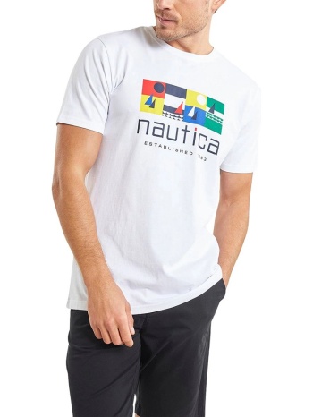 t-shirt nautica layne n1m01662 908 λευκο