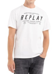 t-shirt replay with custom garage print m6840 .000.2660 011 λευκο