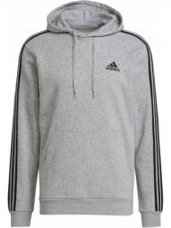 φουτερ adidas performance essentials fleece 3-stripes hoodie γκρι