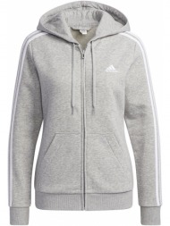 ζακετα adidas performance essentials fleece 3-stripes full-zip hoodie γκρι